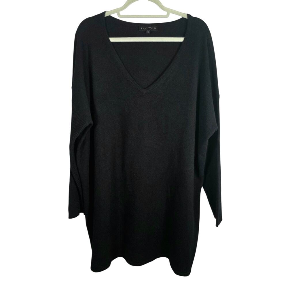 Bryn Walker 100% Cashmere Black Sweater Dress Tunic XL Lagenlook Pockets
